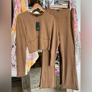 Wild Fable Set Ribbed Flare Leggings & Long Sleeve Corset Seam Top